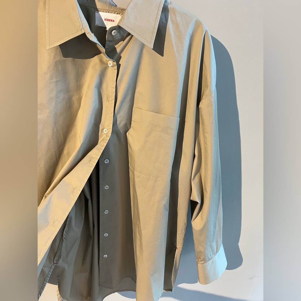 Xirena Oversize Tan Button Down